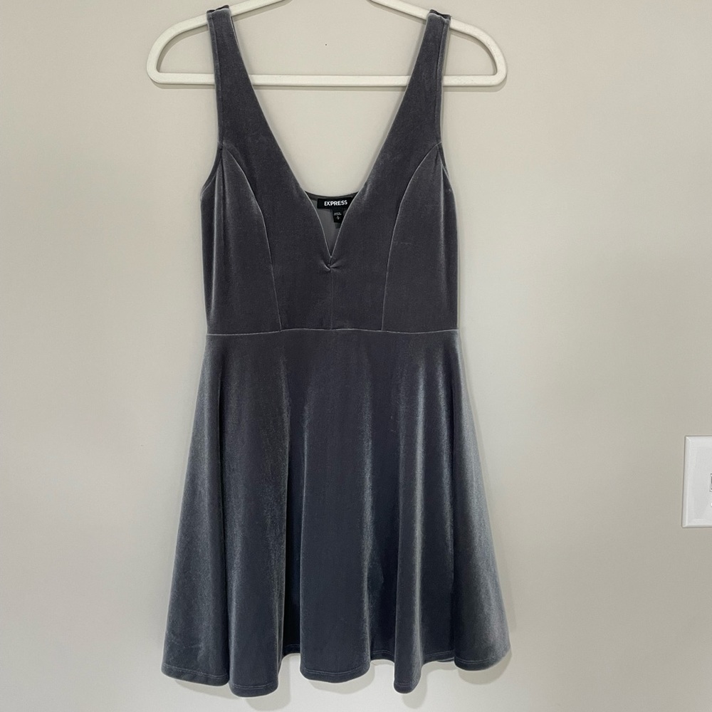 grey velvet dress
